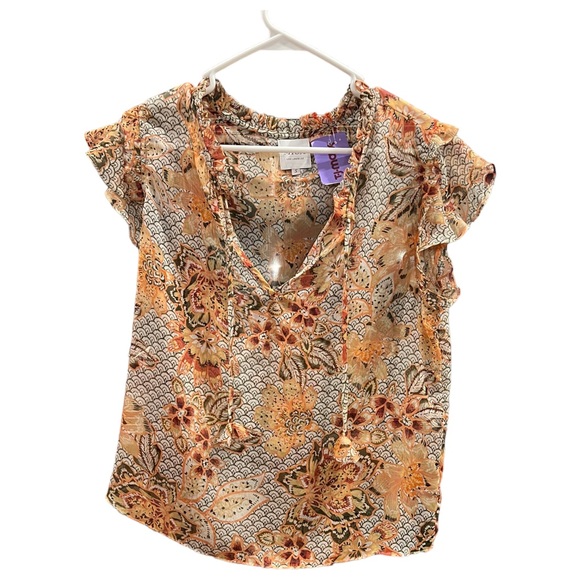MISA Los Angeles Basia Ruffled Floral Chiffon Top Multi Colored Size Small NWT - Picture 8 of 12